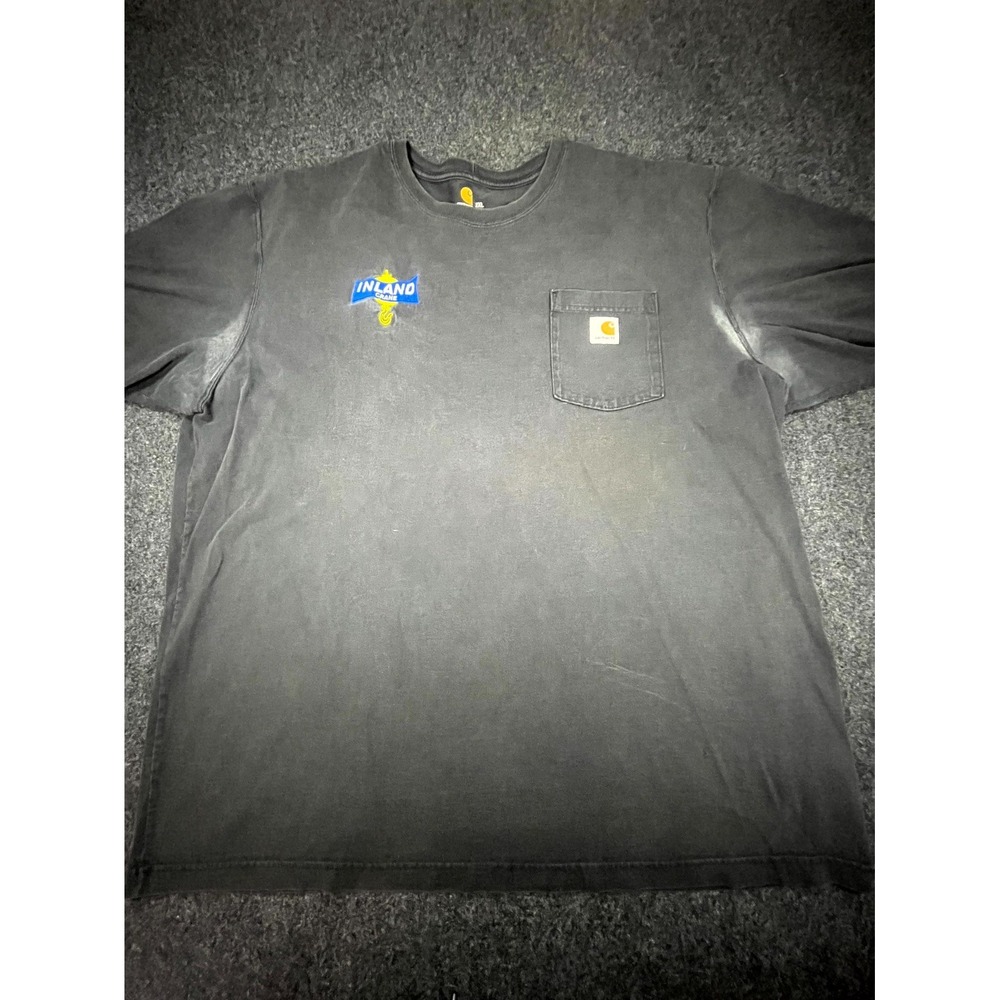 Carhartt Pocket T-Shirt Men 2XL Black Faded Inland Crane Embroidered Heavyweight